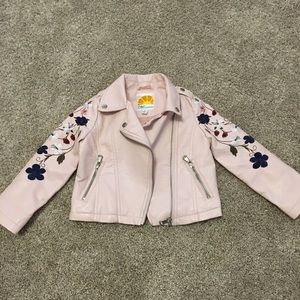 Toddler pink “leather” jacket 3T